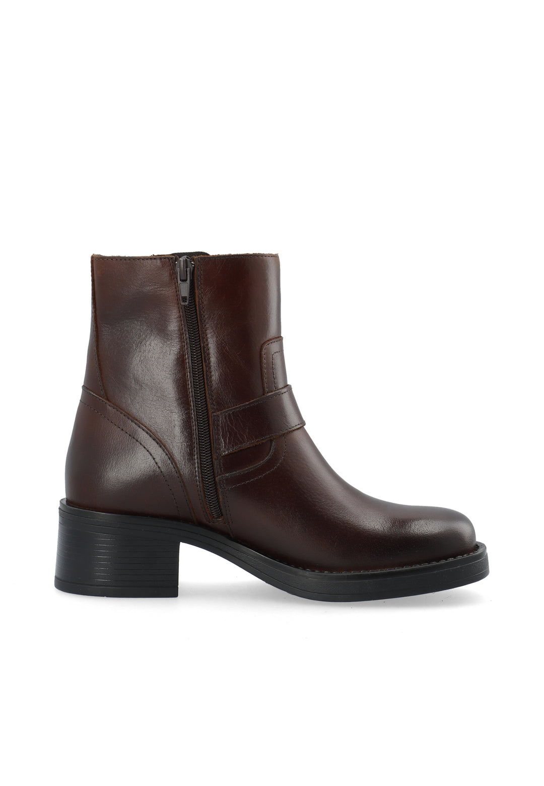 CASHOTT CASRIKKE Biker Boot W. Inside Zip Pull Up Leather Biker Coffee