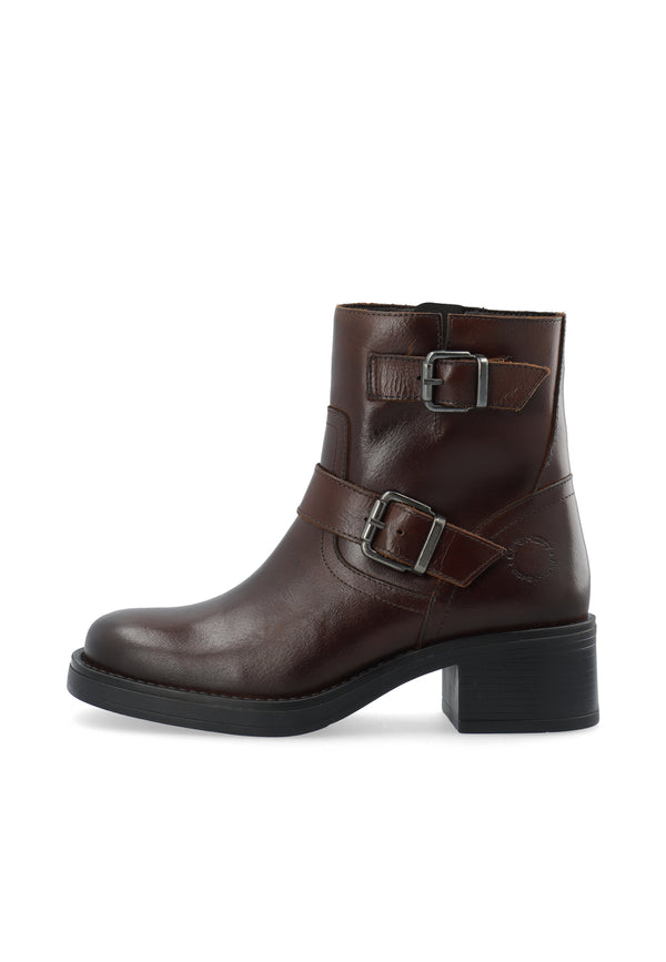 CASHOTT CASRIKKE Biker Boot W. Inside Zip Pull Up Leather Biker Coffee