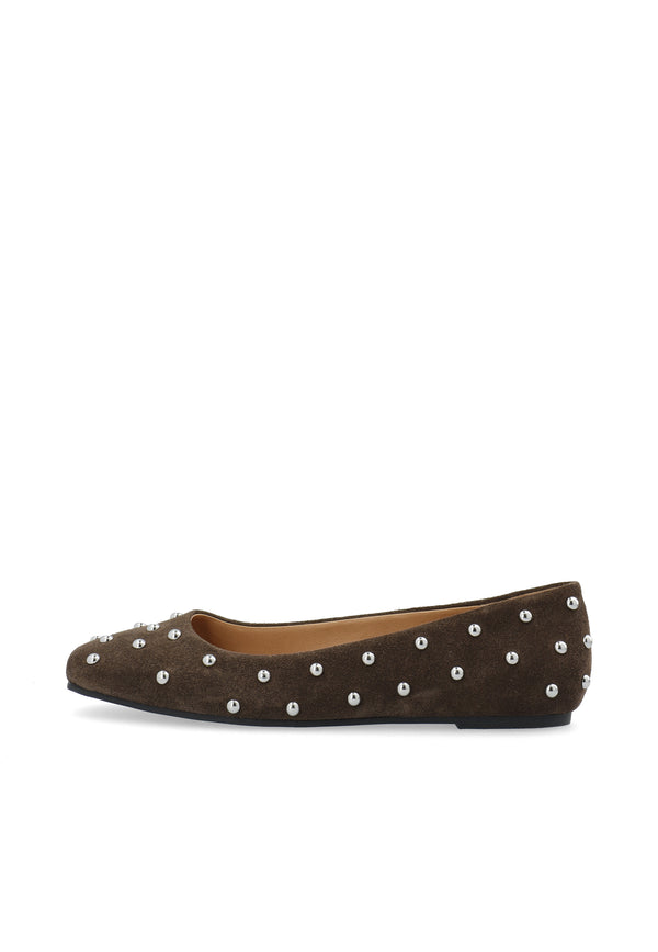 CASHOTT CASRUBY STUDDED BALLERINA *Ballerina Dark Brown