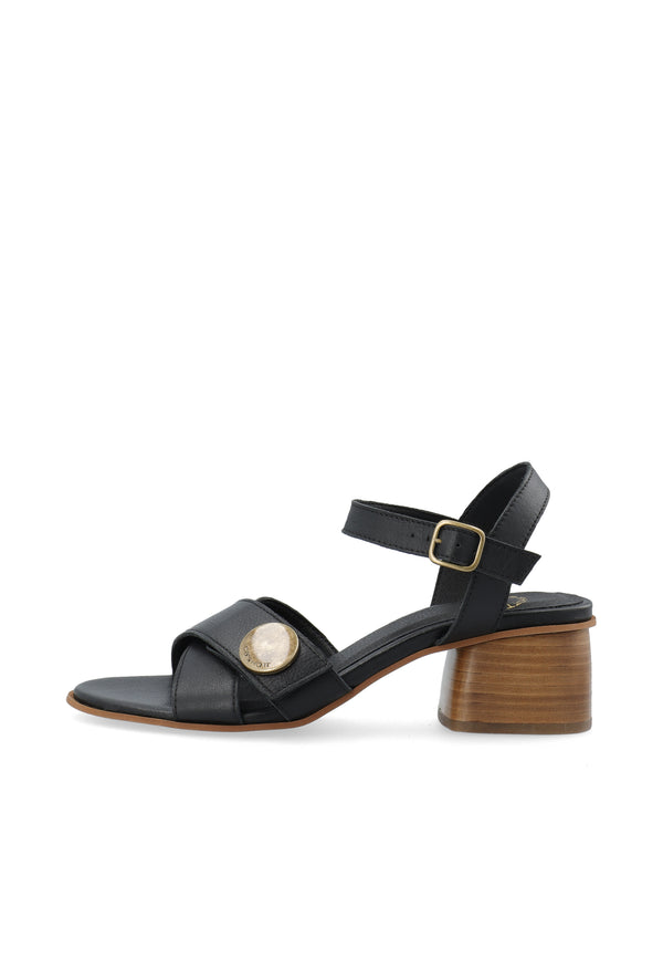 CASHOTT CASSTINA Cross Sandal Leather Ankel strap Black