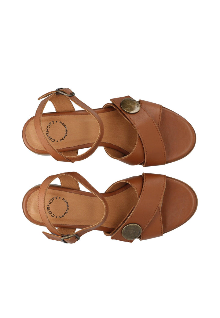 CASHOTT CASSTINA Cross Sandal Leather Ankel strap Cognac