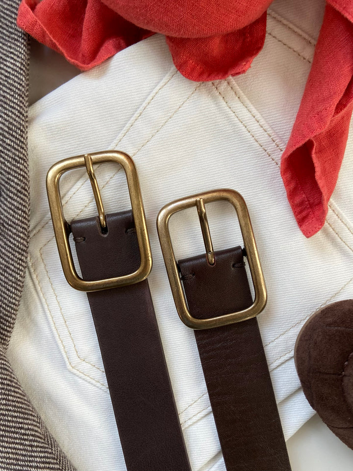 CASHOTT CASVICTORIA Plain Belt Leather Belt Dark Brown