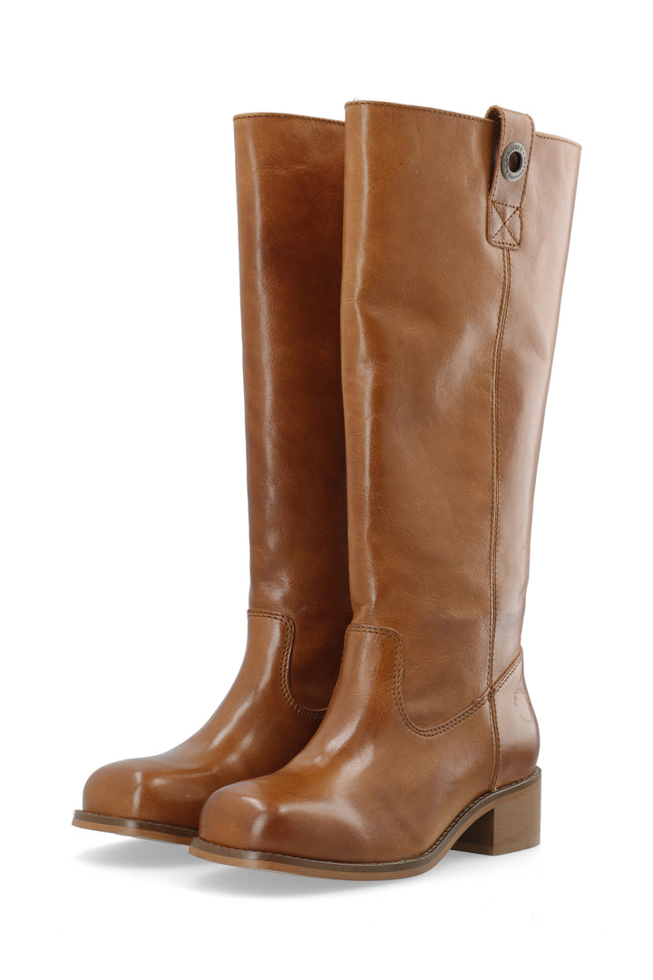 CASHOTT CASVILMA HIGH SHAFT BOOT Pull On Cognac