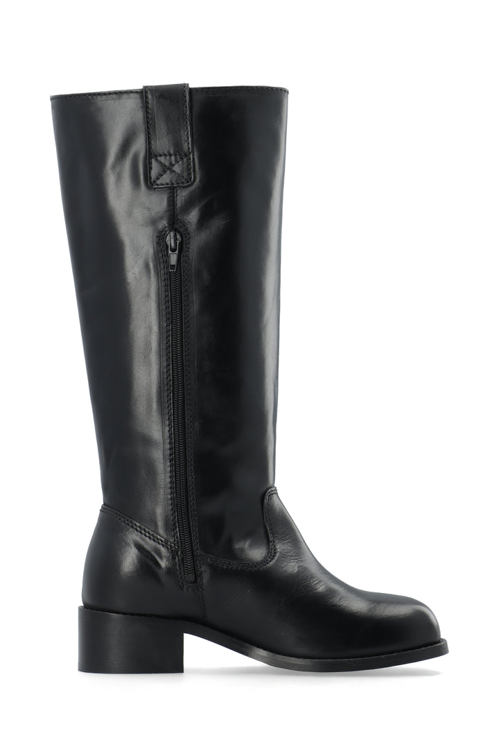 CASHOTT CASVILMA HIGH SHAFT BOOT - Stone Leather *Zip Boot Black