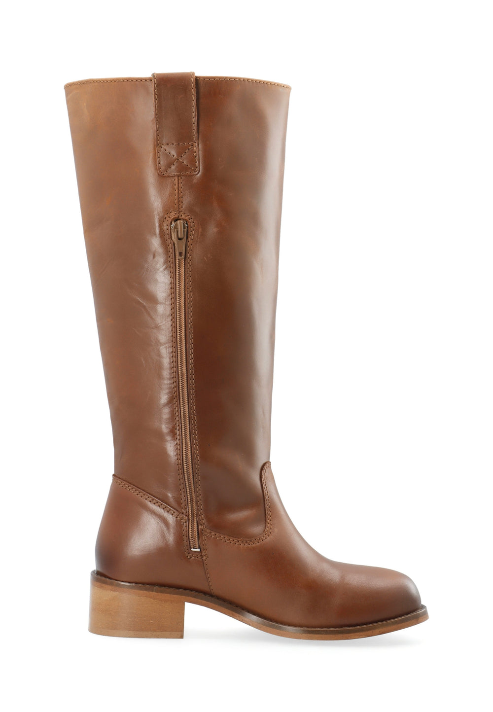 CASHOTT CASVILMA HIGH SHAFT BOOT - Stone Leather *Zip Boot Cognac