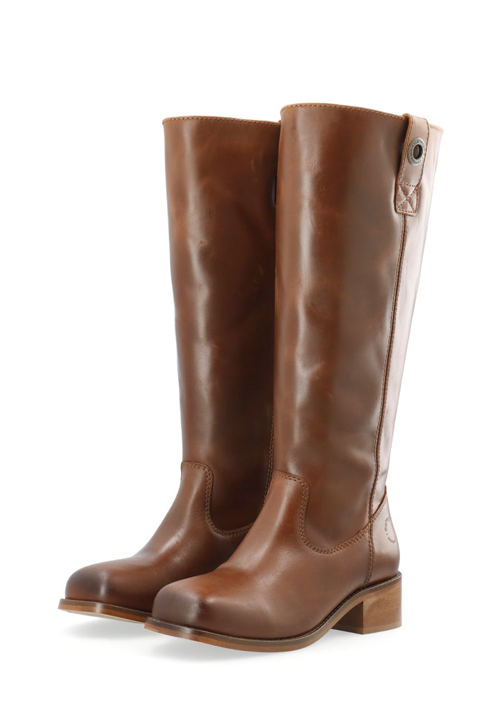 CASHOTT CASVILMA HIGH SHAFT BOOT - Stone Leather *Zip Boot Cognac