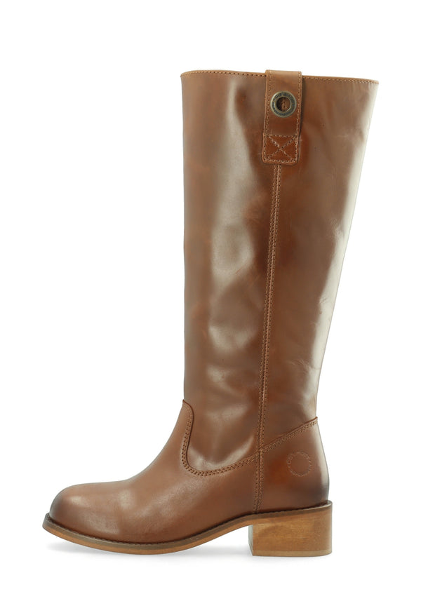 CASHOTT CASVILMA HIGH SHAFT BOOT - Stone Leather *Zip Boot Cognac