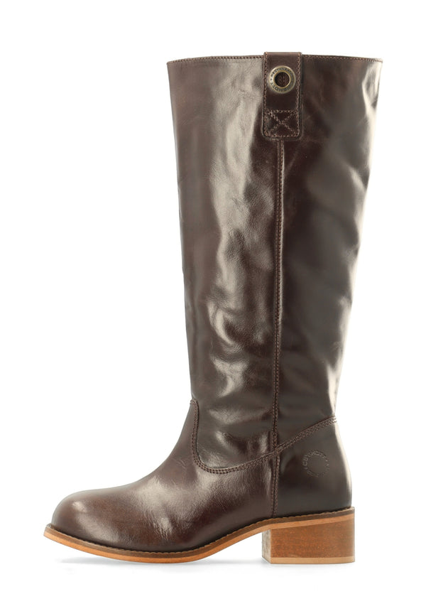 CASHOTT CASVILMA HIGH SHAFT BOOT - Stone Leather *Zip Boot Dark Brown
