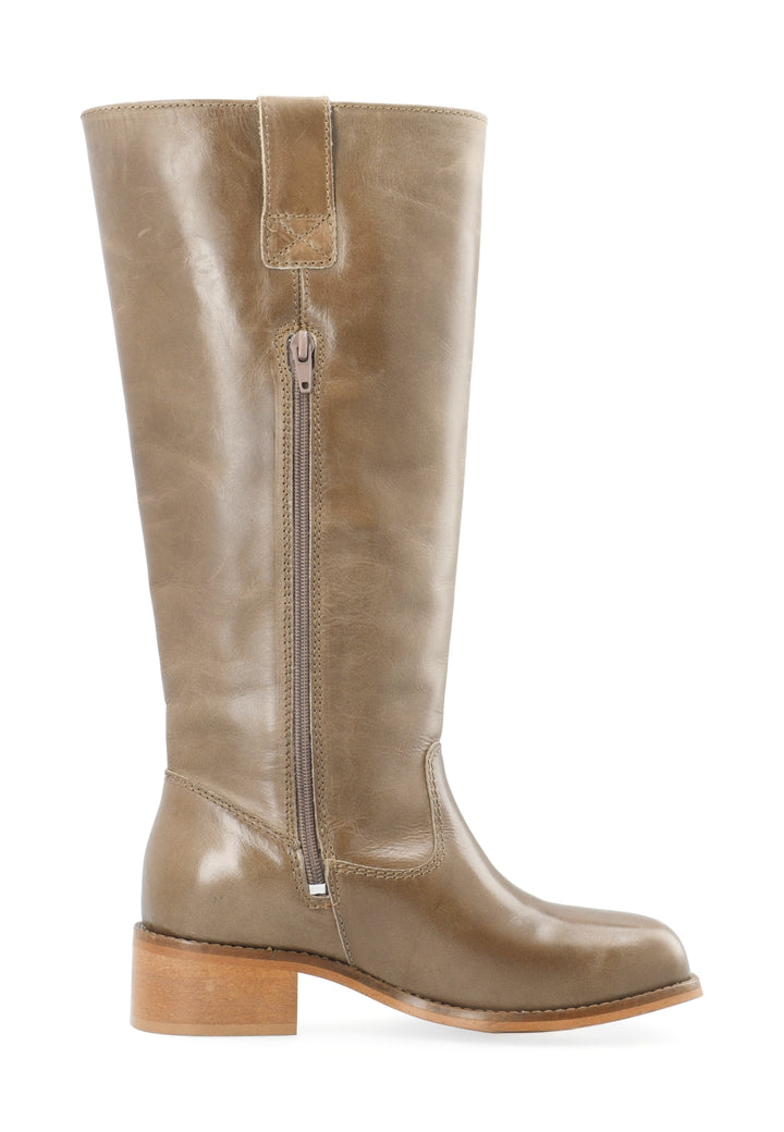 CASHOTT CASVILMA HIGH SHAFT BOOT - Stone Leather *Zip Boot Taupe