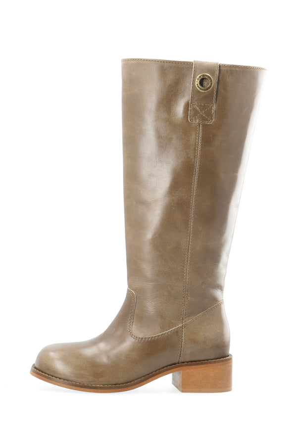 CASHOTT CASVILMA HIGH SHAFT BOOT - Stone Leather *Zip Boot Taupe