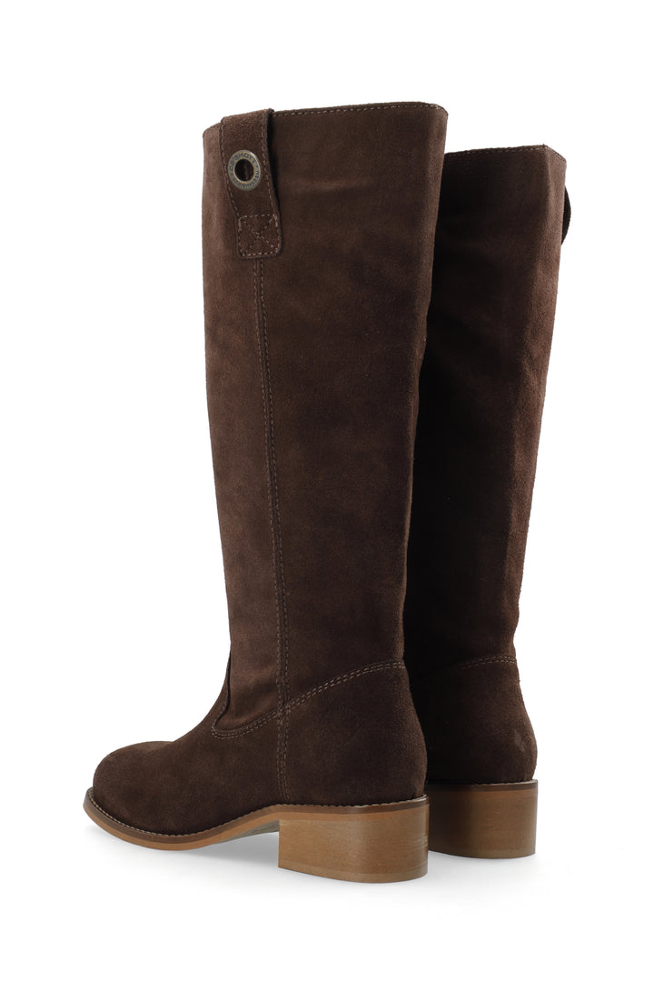 CASHOTT CASVILMA HIGH SHAFT BOOT - Suede *Zip Boot Dark Brown