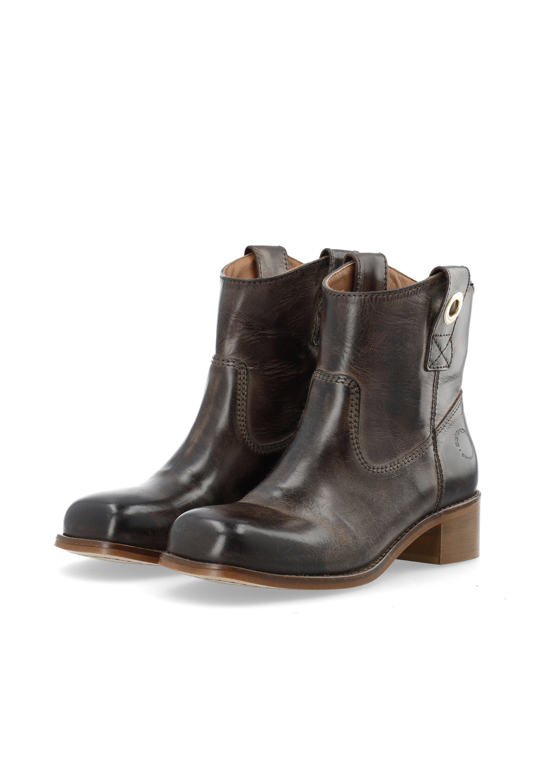 CASHOTT CASVILMA LOW CUT BOOT WAXY LEATHER *Pull On Coffee