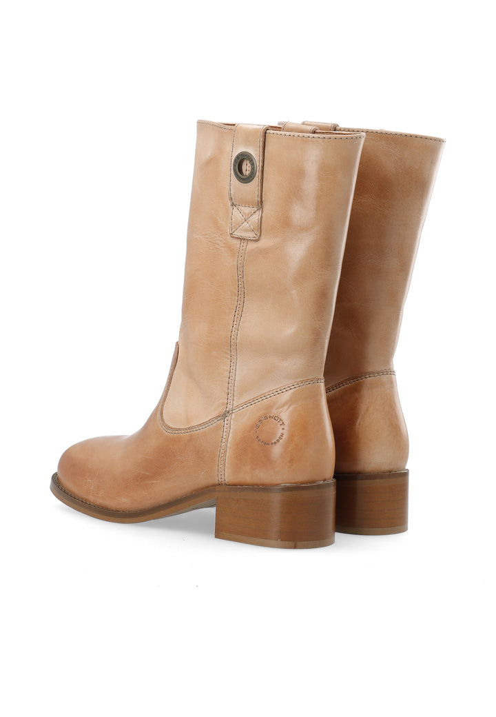 CASHOTT CASVILMA MID CUT BOOT Pull On Dark Tan