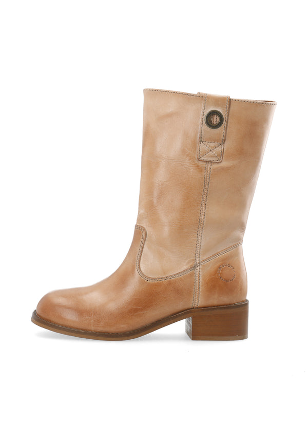 CASHOTT CASVILMA MID CUT BOOT Pull On Dark Tan