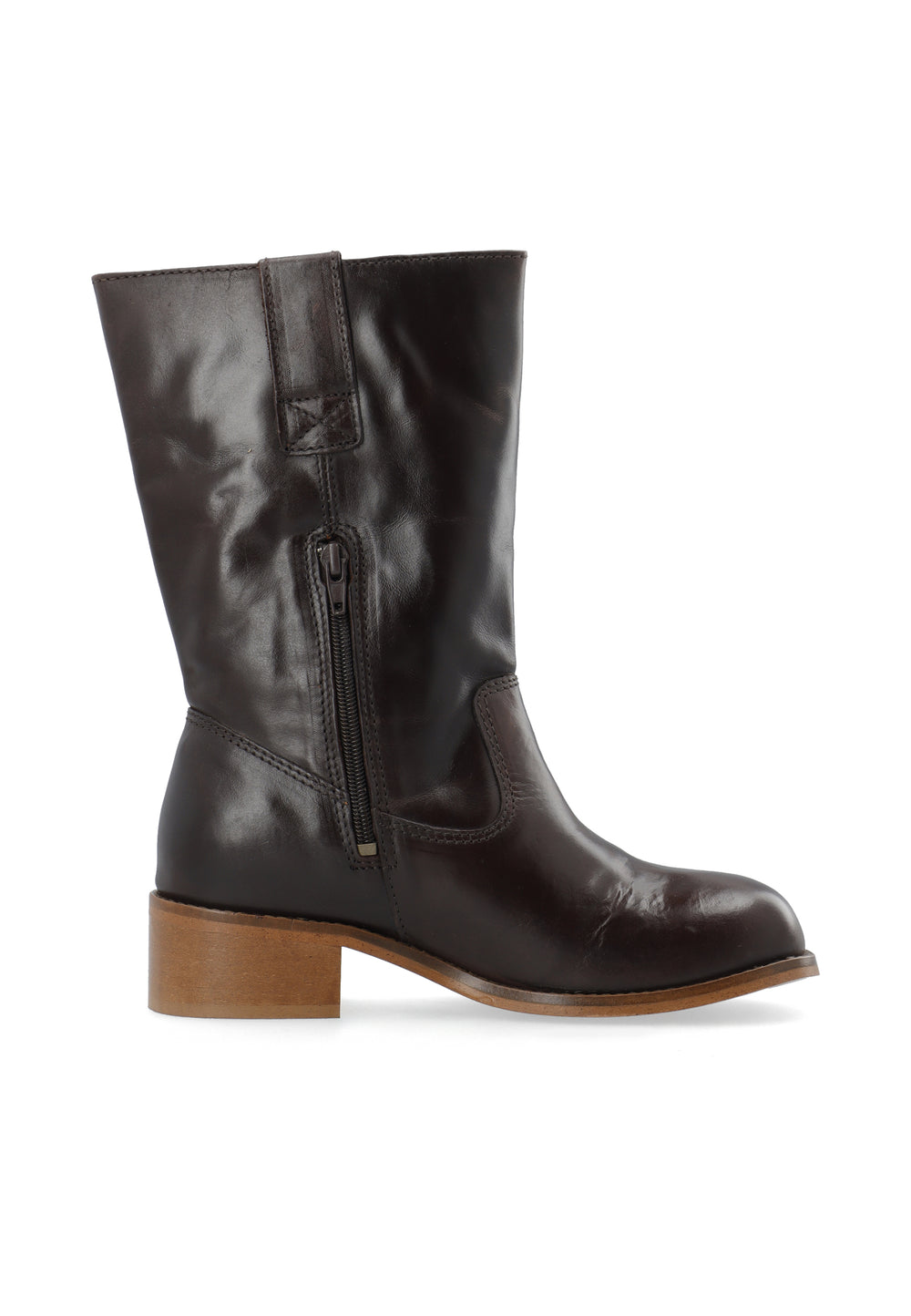 CASHOTT CASVILMA MID CUT BOOT - Stone Leather *Pull On Dark Brown