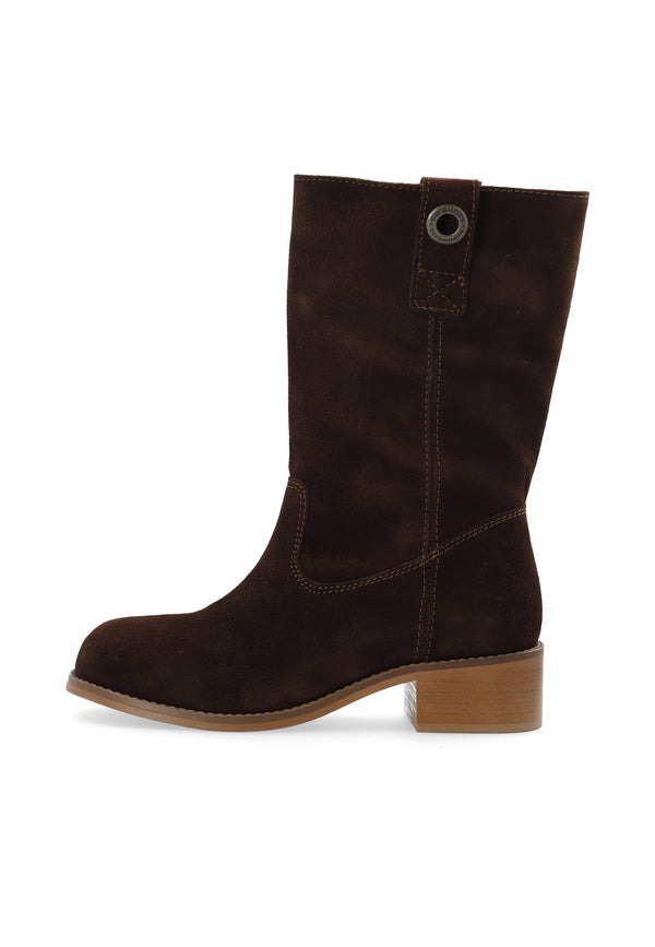 CASHOTT CASVILMA MID CUT BOOT SUEDE *Pull On Dark Brown
