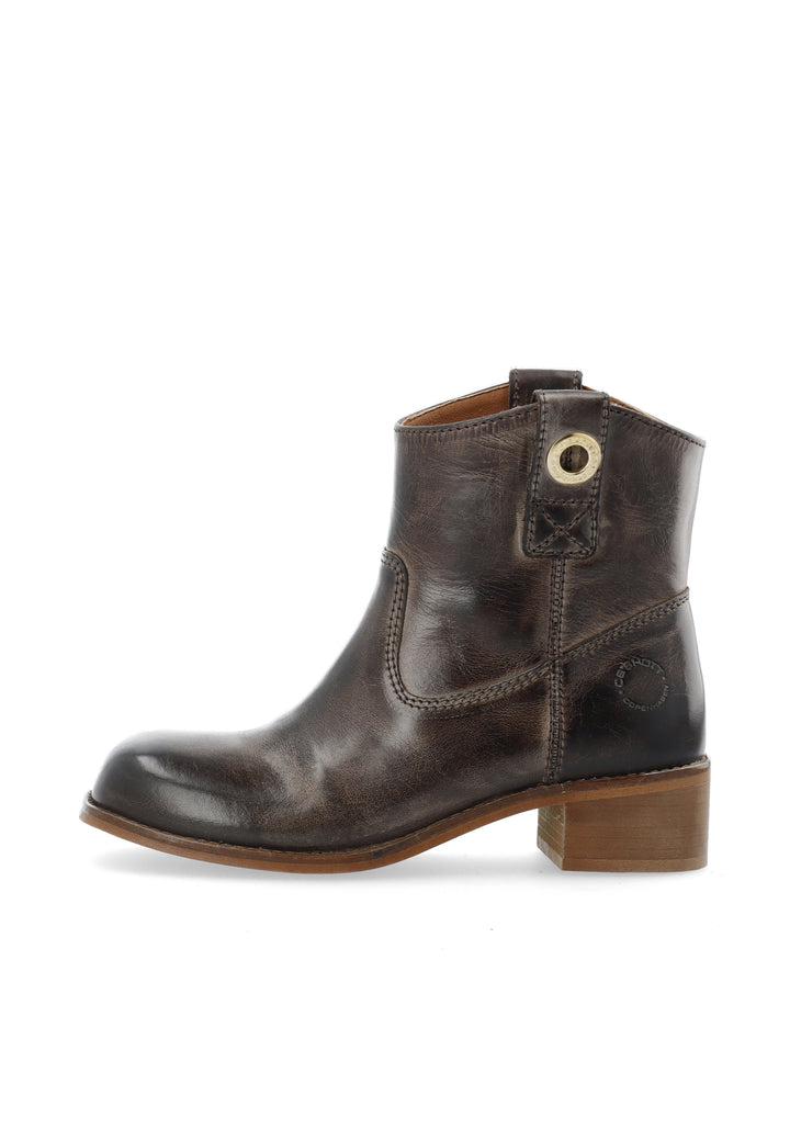 CASHOTT CASVILMA Pull On Low Cut Boot Waxy Leather Pull On Coffee