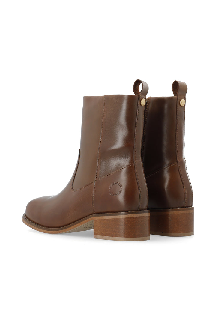 CASHOTT CASVILMA ZIP BOOT - Leather *Zip Boot Cognac