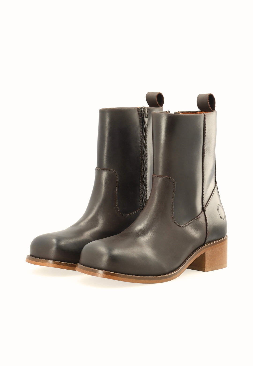 CASHOTT CASVILMA ZIP BOOT - Stone Leather *Zip Boot Dark Brown