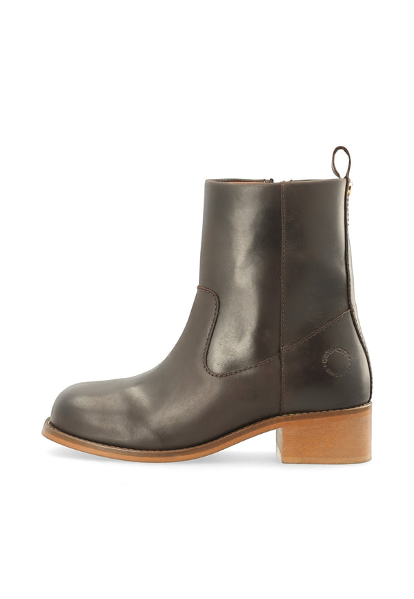 CASHOTT CASVILMA ZIP BOOT - Stone Leather *Zip Boot Dark Brown