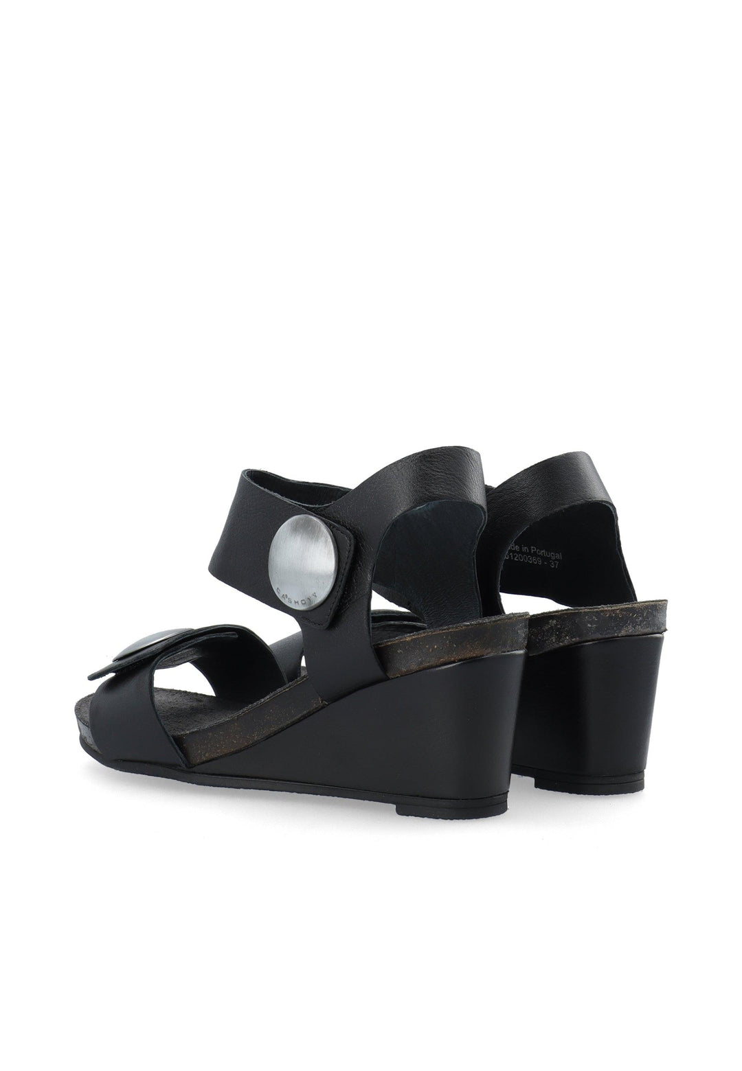 CASHOTT CASALBERTA Velcro Button Sandal Leather Velcro Black