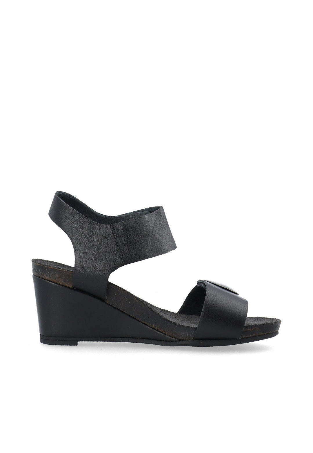 CASHOTT CASALBERTA Velcro Button Sandal Leather Velcro Black