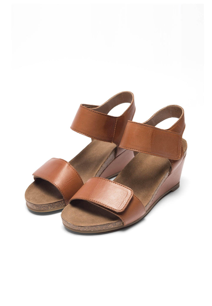 CASHOTT CASALBERTA Velcro Sandal Leather Velcro Cognac