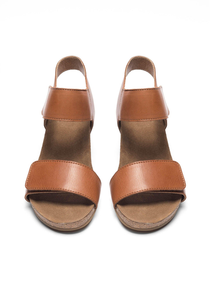 CASHOTT CASALBERTA Velcro Sandal Leather Velcro Cognac