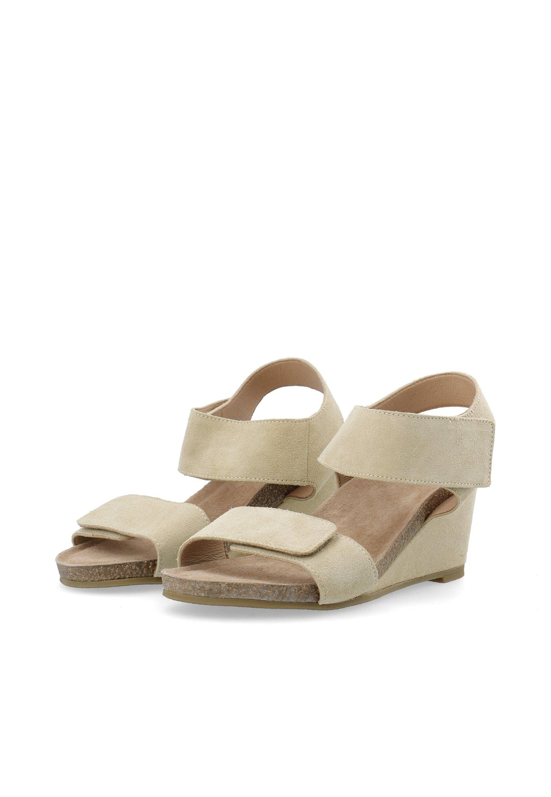 CASHOTT CASALBERTA Velcro Sandal Suede Velcro Beige