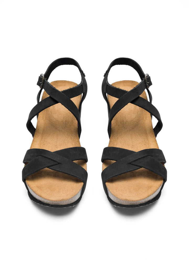 CASHOTT CASANNI Sandal Nubuck Leather Ankel strap Black