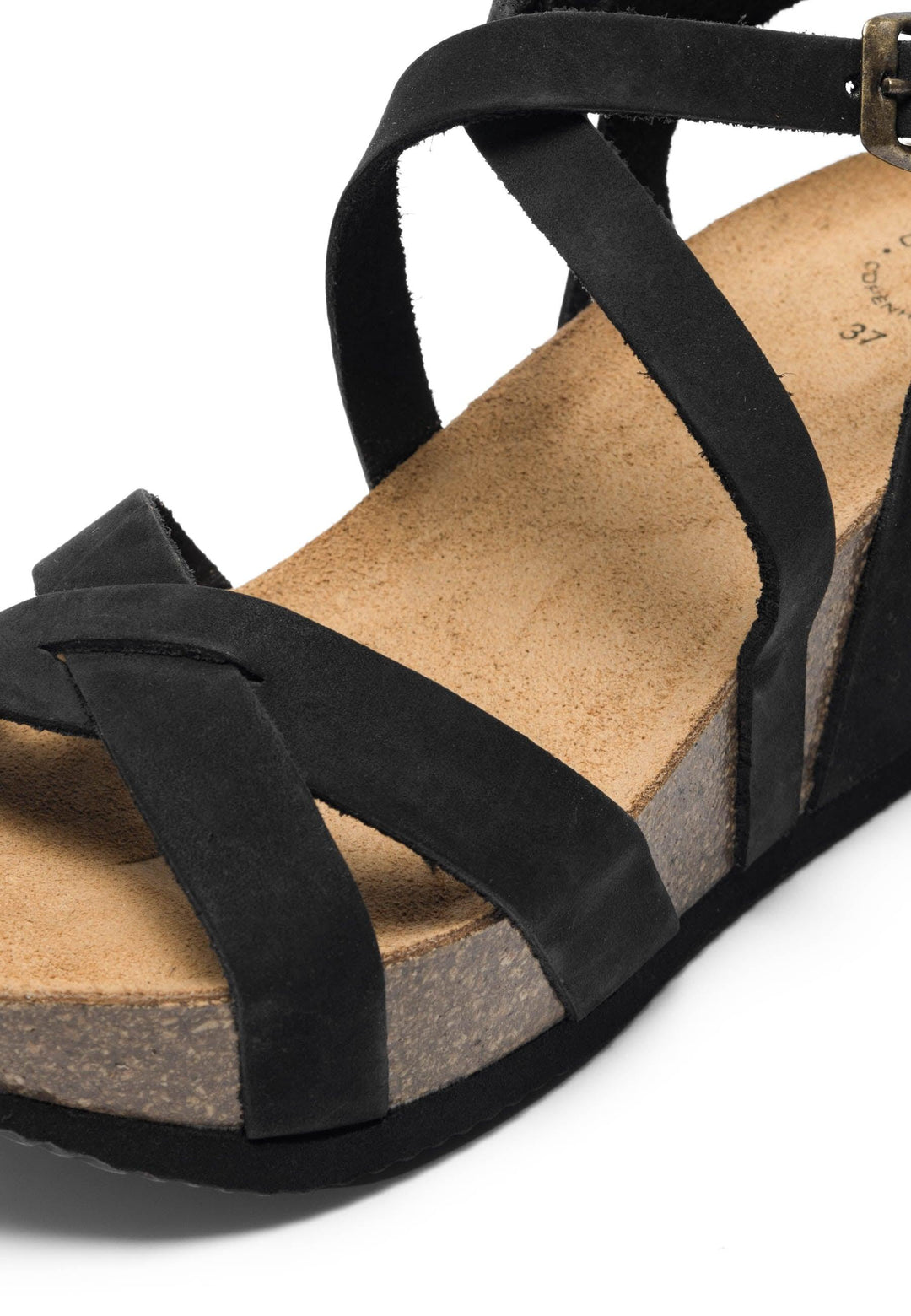 CASHOTT CASANNI Sandal Nubuck Leather Ankel strap Black