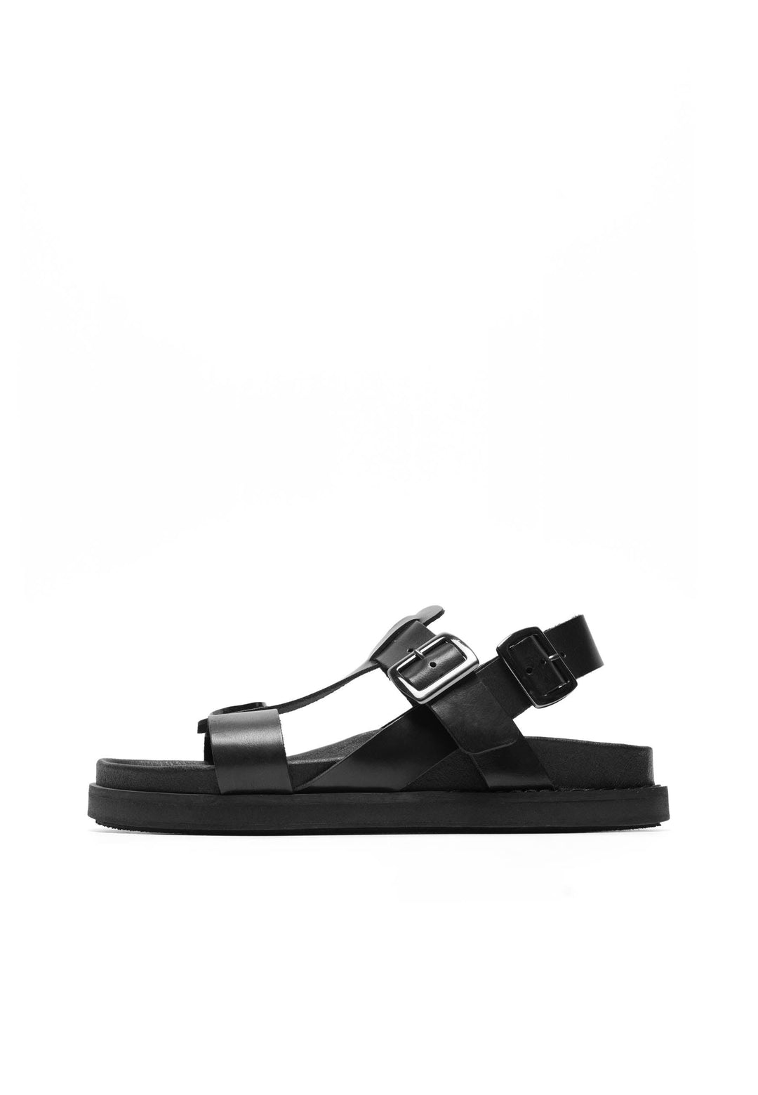 CASHOTT CASKIMMI Buckle Sandal Vegetable Tanned Leather Strap Black