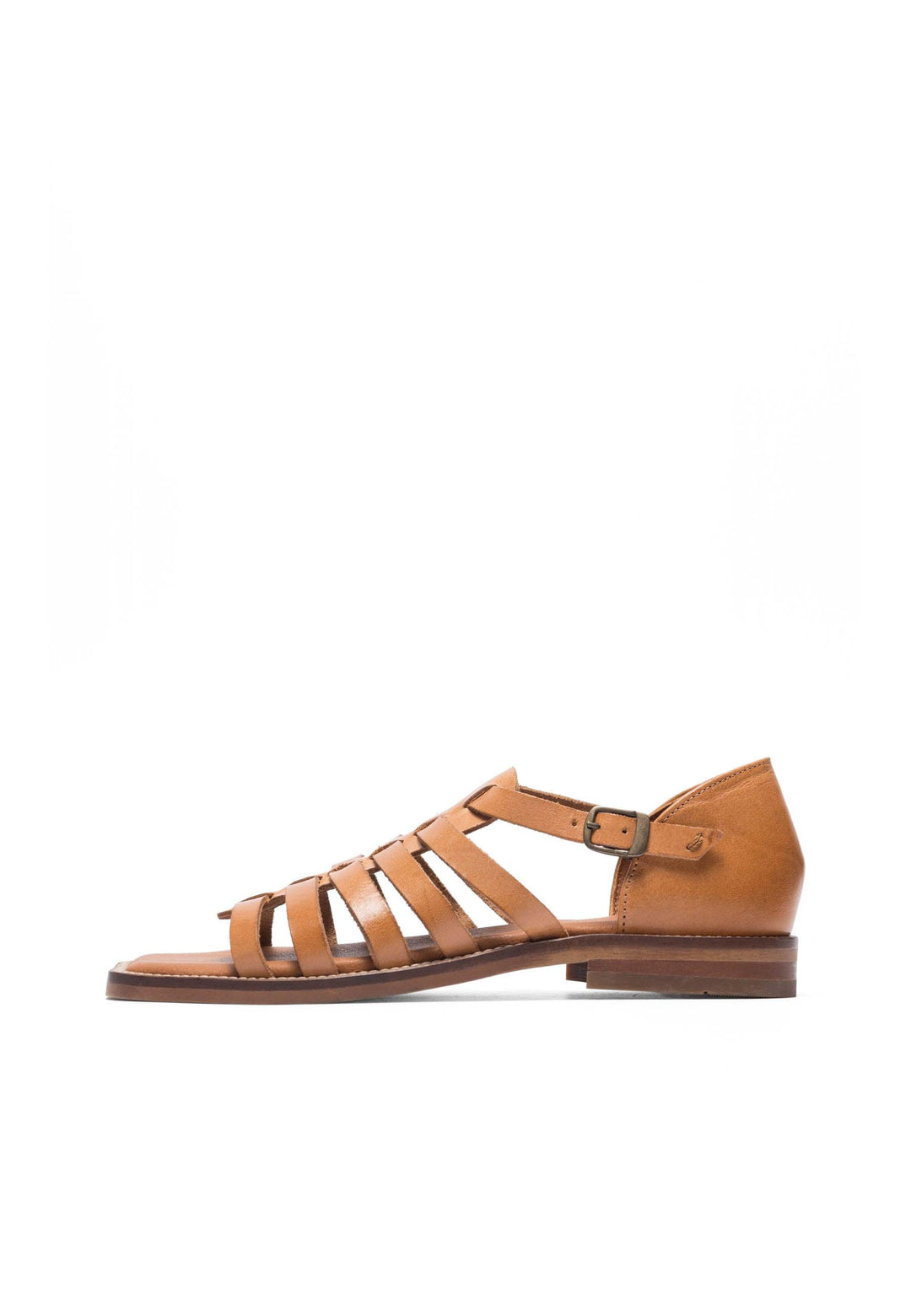 CASHOTT CASMARY Closed Heel Sandal Vegetable Tanned Leather Ankel strap Cognac